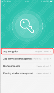 Pilih opsi "App Encryption"