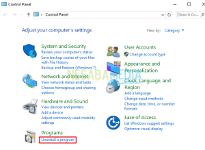 Uninstall Aplikasi Windows Lewat Control Panel