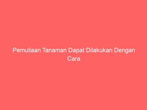 pemuliaan tanaman dapat dilakukan dengan cara 2322