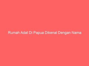 rumah adat di papua dikenal dengan nama 10001