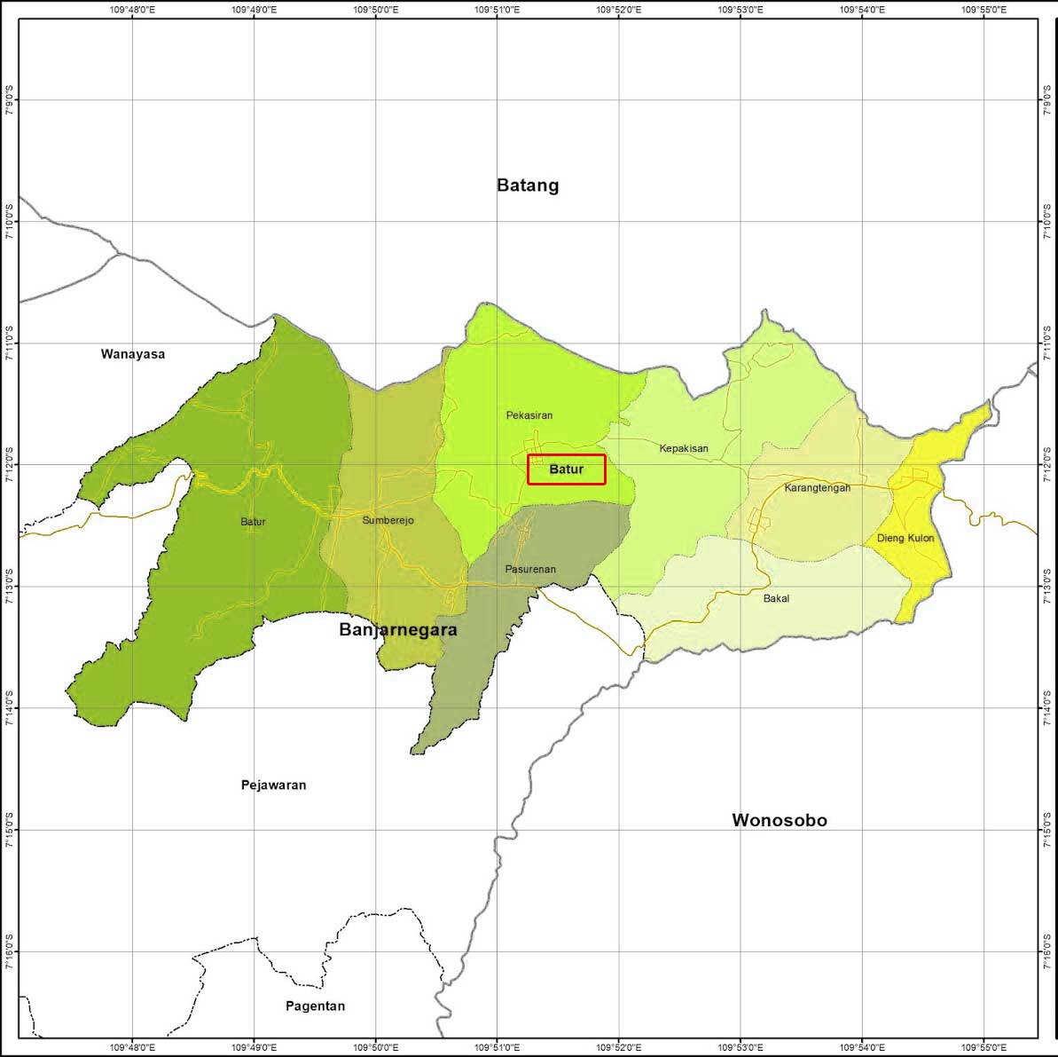 Peta Kecamatan Batur, banjarnegara