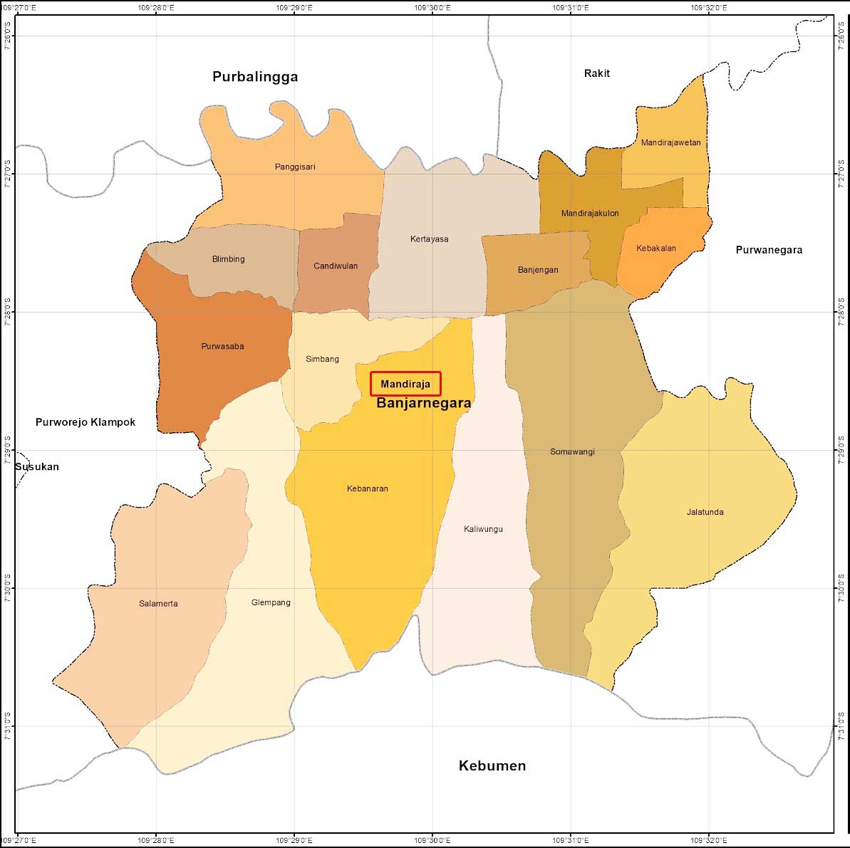 peta Kecamatan Mandiraja, banjarnegara